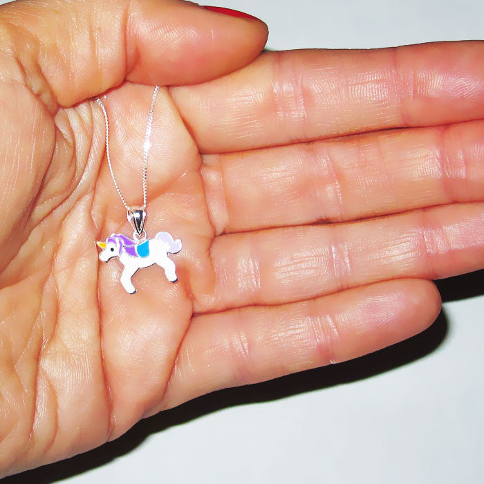 Girls Magical Sterling Silver Unicorn Pendant