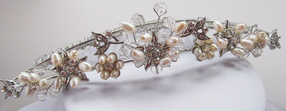 Sophia Pearl and Crystal Tiara Wedding Hair Comb