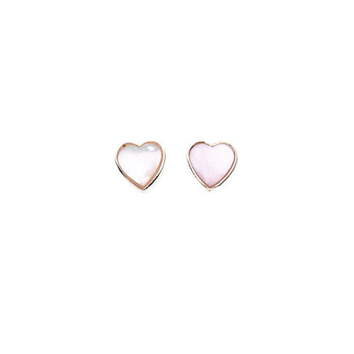 Silver White Mother of Pearl Heart Stud Earrings