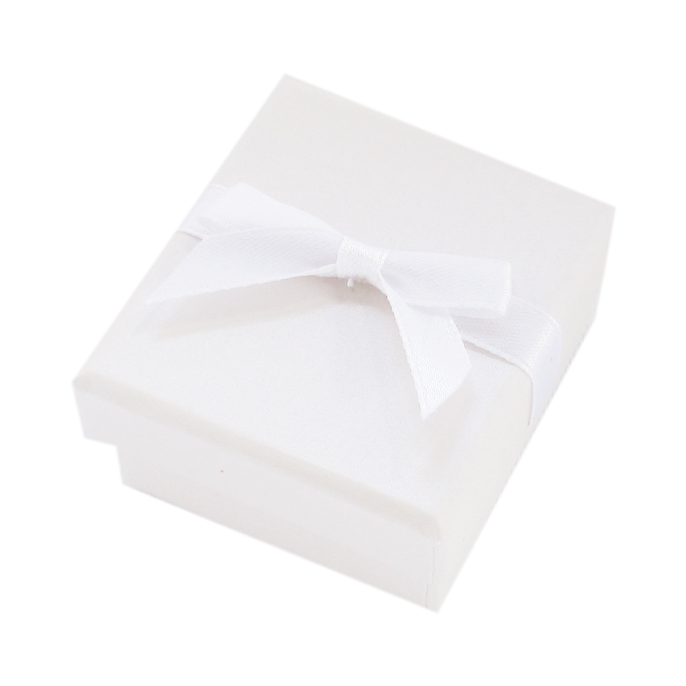 White Bow Ring and Earring Box